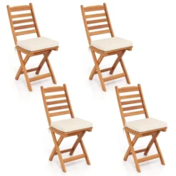 Costway Folding Patio Chairs Set Of 2/4 With Slatted Backrests And Soft Seat Cushions -Costway GUEST dadf3f13 72aa 45c1 b710 f93d0a28fc51