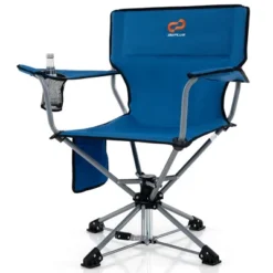 Costway 360° Swivel Hunting Chair With Mesh Cup Holder & Storage Pockets Cozy Backrest Blue/Camo -Costway GUEST daea6737 ab1e 4e41 b07d fc3fc2bbfe97