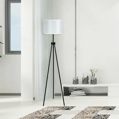 Costway Modern Metal Tripod Floor Lamp White Fabric Shade W/ Chain Switch Home & Office 6 Costway Modern Metal Tripod Floor Lamp White Fabric Shade W/ Chain Switch Home & Office - Image 4