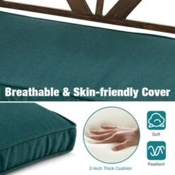 Costway Outdoor Garden Park Bench With Padded Cushion Wood Grain Coated Heavy Duty Frame -Costway GUEST db4886c7 b0c2 45de a84a 68e01014660f