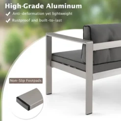 Costway Patio Aluminum Loveseat Sofa Outdoor Chair With WPC Armrests & Cushions Backyard -Costway GUEST db9eb1e0 97a7 4662 9093 e557f9d2a441