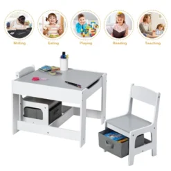Costway Kids Table Chairs Set With Storage Boxes Blackboard Whiteboard Drawing GreyNature 18 Costway Kids Table Chairs Set With Storage Boxes Blackboard Whiteboard Drawing GreyNature -Costway GUEST dbcda91c 63fa 4a81 a885 d86aa2526a17
