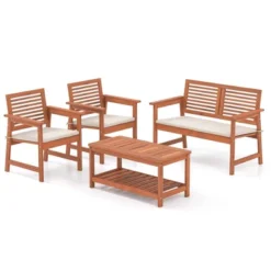 Costway 4 PCS Patio Conversation Set With Soft Seat Cushions 2-Tier Rectangle Coffee Table -Costway GUEST dbe9e91c 137c 4d51 b616 47a1d9f74191
