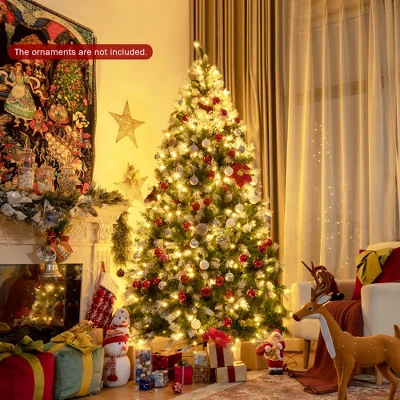 Costway 6ft7.5ft9ft Pre-lit Snowy Christmas Tree 81813982058 Tips W/ Pine Cones & Red Berries 13 Costway 6ft7.5ft9ft Pre-lit Snowy Christmas Tree 81813982058 Tips W/ Pine Cones & Red Berries - Image 11
