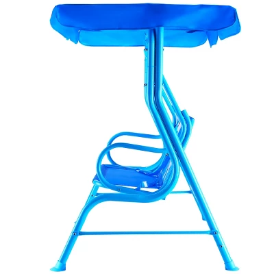Costway Kids Patio Swing Chair Children Porch Bench Canopy 2 Person Yard Furniture Blue 5 Costway Kids Patio Swing Chair Children Porch Bench Canopy 2 Person Yard Furniture Blue - Image 3