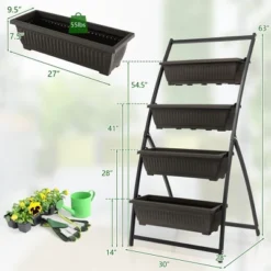Costway 2PCS 5 FT 4-Tier Vertical Raised Garden Bed Elevated Planter W/4 Container Boxes 13 Costway 2PCS 5 FT 4-Tier Vertical Raised Garden Bed Elevated Planter W/4 Container Boxes -Costway GUEST dc13af4b c922 40d0 9a0a 4ea0dfd4d606