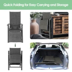 Costway Outdoor Foldable Reclining Padded Chair Aluminum Frame Adjustable -Costway GUEST dca729bb 6568 474e bb09 9baf7d91b2d7