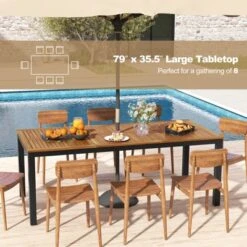 Costway 79" Acacia Wood Patio Table 8-Person Outdoor Dining Table With Umbrella Hole -Costway GUEST dcb1083d 7923 41f2 9fa3 c96dffbe3954