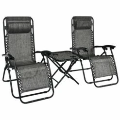Costway 3PCS Zero Gravity Recliner Lounge Chairs Pillows Table Portable Folding Grey 16 Costway 3PCS Zero Gravity Recliner Lounge Chairs Pillows Table Portable Folding Grey -Costway GUEST dcc59221 2672 4d41 b44b 71d2f6c6aa63