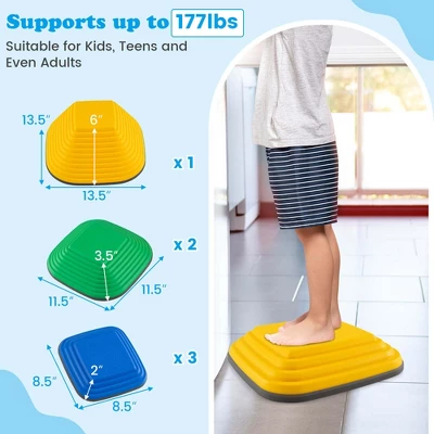 Costway 6 Pcs Kids Stepping Stone Square Balance Blocks For Indoor/Outdoor Exercise 4 Costway 6 Pcs Kids Stepping Stone Square Balance Blocks For Indoor/Outdoor Exercise - Image 2