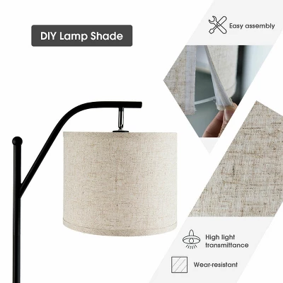 Costway Standing Arc Light Modern Floor Lamp W/Fabric Hanging Lamp Shade Bedroom Office 8 Costway Standing Arc Light Modern Floor Lamp W/Fabric Hanging Lamp Shade Bedroom Office - Image 6