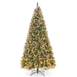 Costway 5FT/6.5FT/7.5FT Artificial Christmas Tree Hinged With 200/420/560/650 Warm LED Lights & 126/207/267/309 Red Berries -Costway GUEST dd8c3260 4230 4333 9ef6 912b2fb78f98