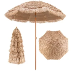Costway 7.2FT Patio Thatched Tiki Umbrella W/Tilt 8 Ribs Hawaiian Hula Beach -Costway GUEST dd8f100d 5079 4132 80eb 2efacf23e2b8