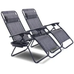 Costway 2PC Folding Zero Gravity Reclining Lounge Chairs Beach Patio W/Utility Tray -Costway GUEST dda42f70 ff62 48ec b3e4 ca974aa1ec6d