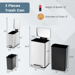 Costway 2 Pack Trash Can Combo Set With Step-on Pedal Removable Inner Buckets For Kitchen -Costway GUEST ddccfde6 145a 4ff0 af53 a265ee09b1b7