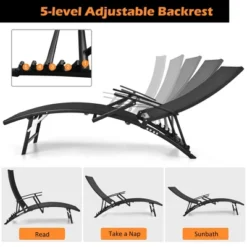 Costway 2PCS Patio Folding Lounge Chair Chaise Recliner Adjustable Stackable W/Armrest 18 Costway 2PCS Patio Folding Lounge Chair Chaise Recliner Adjustable Stackable W/Armrest -Costway GUEST dddcd830 0c4e 46ee 8265 eadba11476a8