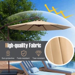 Costway Patio 10FT Hanging Offset Umbrella 32 LED Lights Sand Bag Outdoor Cross Base Beige/Turquoise/Dark Gray/Wine/Coffee/Navy 23 Costway Patio 10FT Hanging Offset Umbrella 32 LED Lights Sand Bag Outdoor Cross Base Beige/Turquoise/Dark Gray/Wine/Coffee/Navy -Costway GUEST ddfcd850 6769 4fdb bff1 eb06f1c6a60a