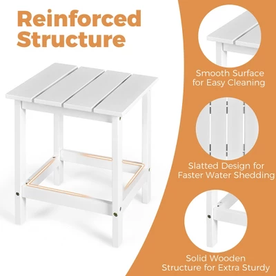 Costway 3PCS Patio Adirondack Chair Side Table Set Solid Wood Garden Deck White 9 Costway 3PCS Patio Adirondack Chair Side Table Set Solid Wood Garden Deck White - Image 7