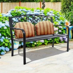 Costway 50'' Patio Park Garden Bench Porch Chair Steel Frame Cast Iron Backrest -Costway GUEST de73e549 1fb0 4f8c 8b64 15f127706832