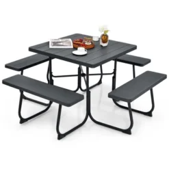 Costway Outdoor 8-person Square Picnic Table Bench Set With 4 Benches & Umbrella Hole Black/Grey/Green/White 24 Costway Outdoor 8-person Square Picnic Table Bench Set With 4 Benches & Umbrella Hole Black/Grey/Green/White -Costway GUEST de7d8c1a fcf1 49ea a60e b7d83f59cb3a