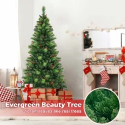 Costway 6FT/7FT/8FT Pre-Lit Artificial Christmas Tree 9 Lighting Modes With 300/400/500 LED Lights & Timer -Costway GUEST deab3806 b7d5 494a abcc 1842e4d5ffcc