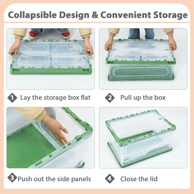 Costway 45L Collapsible Storage Bins Folding Plastic Stackable Utility Crates 4 Pack 7 Costway 45L Collapsible Storage Bins Folding Plastic Stackable Utility Crates 4 Pack - Image 5