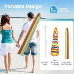Costway 6.5Ft Patio Beach Sunshade Umbrella Portable Tilt Outdoor Yellowith Green/Navy/Blue -Costway GUEST df438455 2982 486c 8551 add11d863dd6