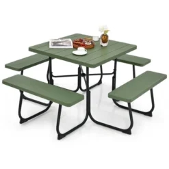 Costway Outdoor 8-person Square Picnic Table Bench Set With 4 Benches & Umbrella Hole Black/Grey/Green/White 26 Costway Outdoor 8-person Square Picnic Table Bench Set With 4 Benches & Umbrella Hole Black/Grey/Green/White -Costway GUEST df43cce9 546c 4e40 a39f e87959e72de0