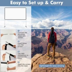 Costway 100'' Projector Screen W/ Stand 16:9 HD 4K Indoor Outdoor Projection Movie Screen -Costway GUEST dff67290 6e2d 4024 b4cd ce25cc5407e3