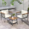 Costway 3 PCS Patio Furniture Set With 2-Tier Coffee Table Acacia Wood Armrests Tabletop -Costway GUEST e00a1f04 b2a3 4921 9c33 5930ebb6b0b3