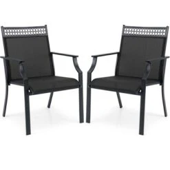 Costway Patio Chairs Set Of 2 With All Weather Breathable Fabric High Backrest Blue/Coffee/Black -Costway GUEST e010112b aab9 4753 8c8f 1ef7b0b0a86f