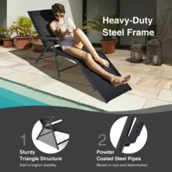 Costway Patio Folding Chaise Lounge Chair Outdoor Portable Reclining Lounger Beach BlackBrownGrey -Costway GUEST e033092f 39a9 4e42 a4d5 03b26096ae5c