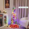 Costway 4 FT/5FT/6FT Pre-Lit Slim Christmas Tree Flocked Xmas Decoration 11 Modes 100 LED Lights -Costway GUEST e0375de5 8c4d 4d9e 893b 98691f1a885f