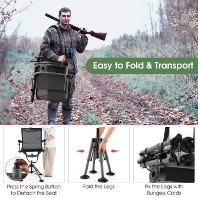 Costway 360 Degree Silent Swivel Hunting Chair W/ All-terrain Feet Pads Support 400 LBS 8 Costway 360 Degree Silent Swivel Hunting Chair W/ All-terrain Feet Pads Support 400 LBS - Image 6