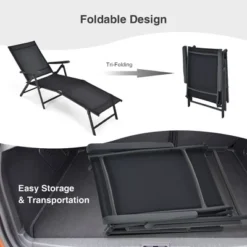 Costway Patio Folding Chaise Lounge Chair Outdoor Portable Reclining Lounger Beach BlackBrownGrey -Costway GUEST e0c2ce2b 6ab7 49d5 9425 e6b5eb3fb0a4