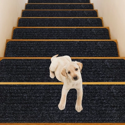 Costway 15 PCS Slip-resistant Stair Mats 30'' X 8'' Non-Slip Stair Treads Carpet 13 Costway 15 PCS Slip-resistant Stair Mats 30'' X 8'' Non-Slip Stair Treads Carpet - Image 11