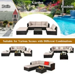 Costway 6PCS Outdoor Patio Rattan Furniture Set Cushioned Sectional Sofa Table Ottoman -Costway GUEST e0f1d563 6755 4eaa 8822 b97f766f7524