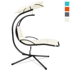 Costway Patio Hanging Hammock Chaise Lounge Chair With Canopy Cushion TurquoiseBeigeGrayOrange -Costway GUEST e0f92afc 475d 404c 9001 88362c9bac95