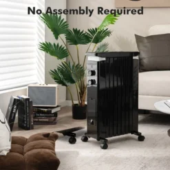 Costway 1500W Oil Filled Radiator Heater Electric Space Heater W/ Humidifier WhiteBlack