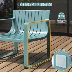 Costway Patio Chairs Set Of 2/4 Weather-resistant Plastic Outdoor Armchairs Blue -Costway GUEST e14162e5 018c 4dba aa89 dbf8bf591e41