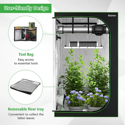 Costway 4x4 Grow Tent, 48''x48''x80'' High Reflective Mylar W/Observation Window GrayBlack 7 Costway 4x4 Grow Tent, 48''x48''x80'' High Reflective Mylar W/Observation Window GrayBlack - Image 5