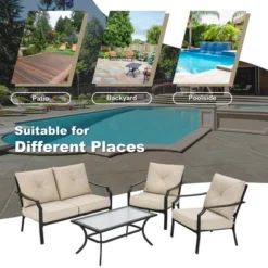 Costway 4 PCS Patio Furniture Set Cushion Sofa Loveseat Sectional Garden Deck Poolside 14 Costway 4 PCS Patio Furniture Set Cushion Sofa Loveseat Sectional Garden Deck Poolside -Costway GUEST e18ef506 4891 49d1 9a12 76bc575a1fb1