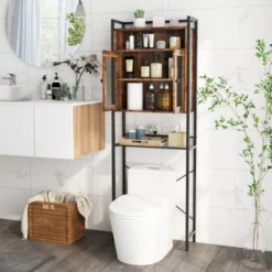 Over-the-toilet Storage Cabinet Bathroom Storage Organizer Above Toilet With Heavy-duty Metal Frame & 3-position Adjustable Shelf 2-door Freestanding -Costway GUEST e194dac9 de26 4146 a878 6389ed8f9d19