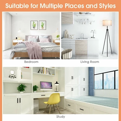 Costway Modern Metal Tripod Floor Lamp White Fabric Shade W/ Chain Switch Home & Office 9 Costway Modern Metal Tripod Floor Lamp White Fabric Shade W/ Chain Switch Home & Office - Image 7