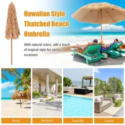 Costway 8 FT Patio Thatched Tiki Umbrella 8 Ribs Portable Hawaiian Hula Beach -Costway GUEST e1eeda09 a820 416a 837e 4d98cd238fc5