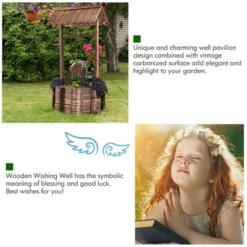 Costway Outdoor Wooden Wishing Well Bucket Flower Plants Planter Patio Garden Home Decor -Costway GUEST e21bcc1d 1d26 448a 9816 5cd22760dde3