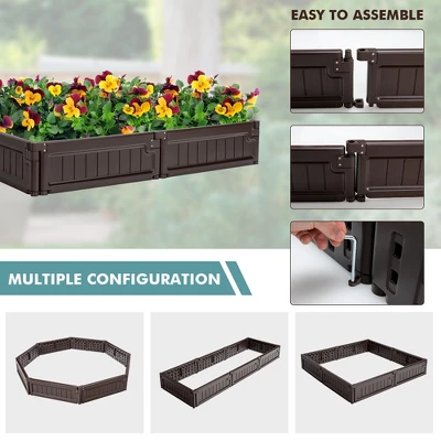 Costway Raised Garden Bed Kit Outdoor Planter Box Planting Flower Container Brown 7 Costway Raised Garden Bed Kit Outdoor Planter Box Planting Flower Container Brown - Image 5