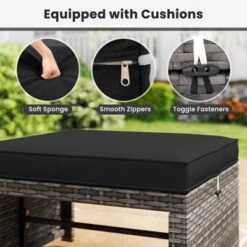 Costway Patio Ottomans Set Of 2 PE Rattan Footstools With Removable Cushions & Metal Frame Red/Gray/Black/White/Turquoise/Navy -Costway GUEST e240efcc ff14 4e07 90ef 6c25964746a0