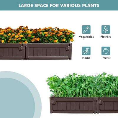 Costway Raised Garden Bed Kit Outdoor Planter Box Planting Flower Container Brown 9 Costway Raised Garden Bed Kit Outdoor Planter Box Planting Flower Container Brown - Image 7