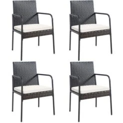 Costway 4PCS Patio Wicker Rattan Dining Chairs Cushioned Seats Armrest Garden -Costway GUEST e27ad65c 01fb 48a6 a177 fa1f124b9bb0